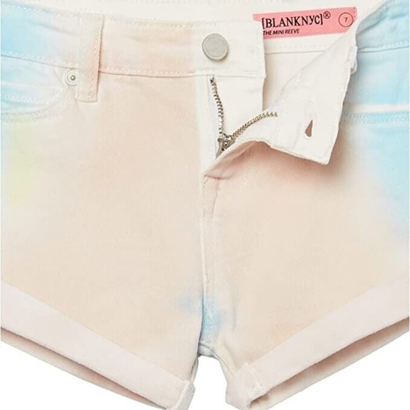Blank NYC Big Girl's Spray Tie Dye Denim Shorts W/Folded Hem Sizes 8 or 10 - Picture 7 of 15